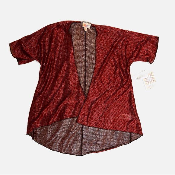 LuLaRoe Tops - Lularoe Bianka Bright Red Shiny Coverup, size 2, new with tags NWT